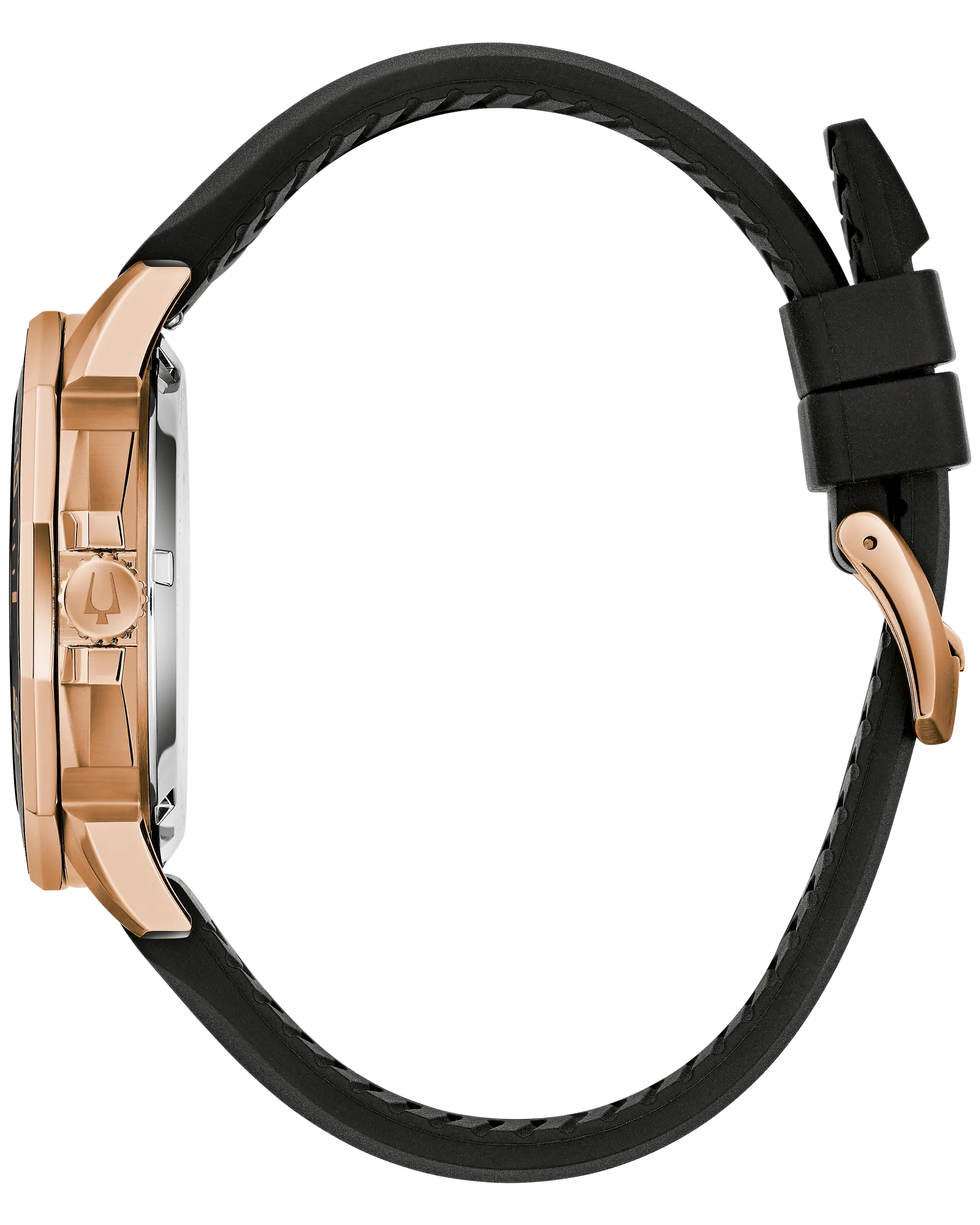 RELOJ BULOVA MARINE STAR, CUARZO, ESFERA MARRON, BRAZALETE DE CAUCHO NEGRO, FECHA, 43 MM