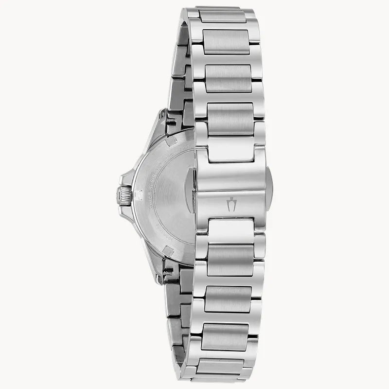 RELOJ BULOVA MARINE STAR, CUARZO ESFERA AZUL, BRAZALETE DE ACERO, DIAMANTES, 32 MM