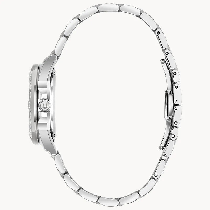 RELOJ BULOVA MARINE STAR, CUARZO ESFERA AZUL, BRAZALETE DE ACERO, DIAMANTES, 32 MM