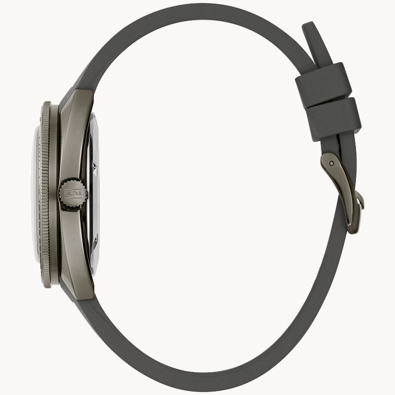 RELOJ BULOVA OCEANOGRAFO GMT, AUTOMATICO, ESFERA BEIGE, CORREA DE CAUCHO GRIS, FECHA, 41 MM