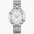 RELOJ BULOVA RUBAIYAT, CUARZO, ESFERA PLATEADA, BRAZALETE DE ACERO, DIAMANTES, 35 MM