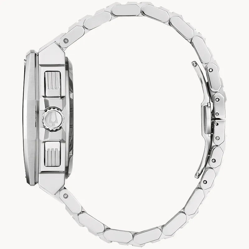 RELOJ BULOVA SERIE X, CUARZO, ESFERA AZUL, BRAZALETE DE ACERO, CRONOGRAFO, CALENDARIO, 45 MM