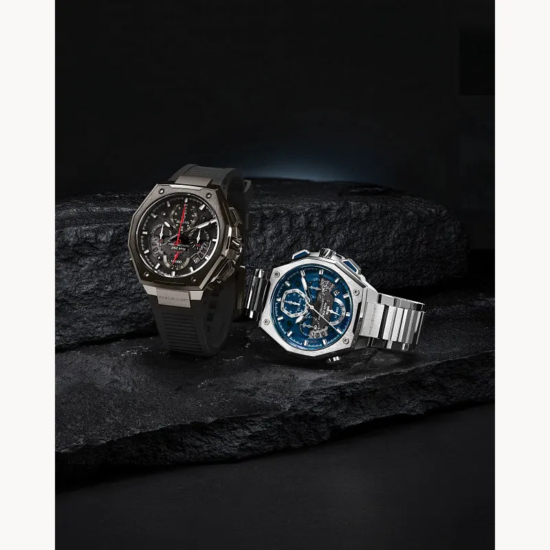 RELOJ BULOVA SERIE X, CUARZO, ESFERA AZUL, BRAZALETE DE ACERO, CRONOGRAFO, CALENDARIO, 45 MM