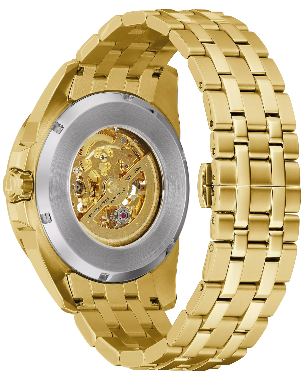 RELOJ BULOVA SUTTON, AUTOMATICO, ESFERA DORADA, BRAZALETE DE ACERO PVD ORO AMARILLO, 43 MM