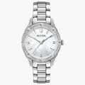 RELOJ BULOVA SUTTON, CUARZO, ESFERA MADRE PERLA, BRAZALETE DE ACERO, DIAMANTES, 32.5 MM