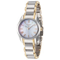 RELOJ TISSOT T-WAVE, CUARZO, ESFERA DE MADRE PERLA BLANCA, BRAZALETE DE ACERO PVD, 28 MM