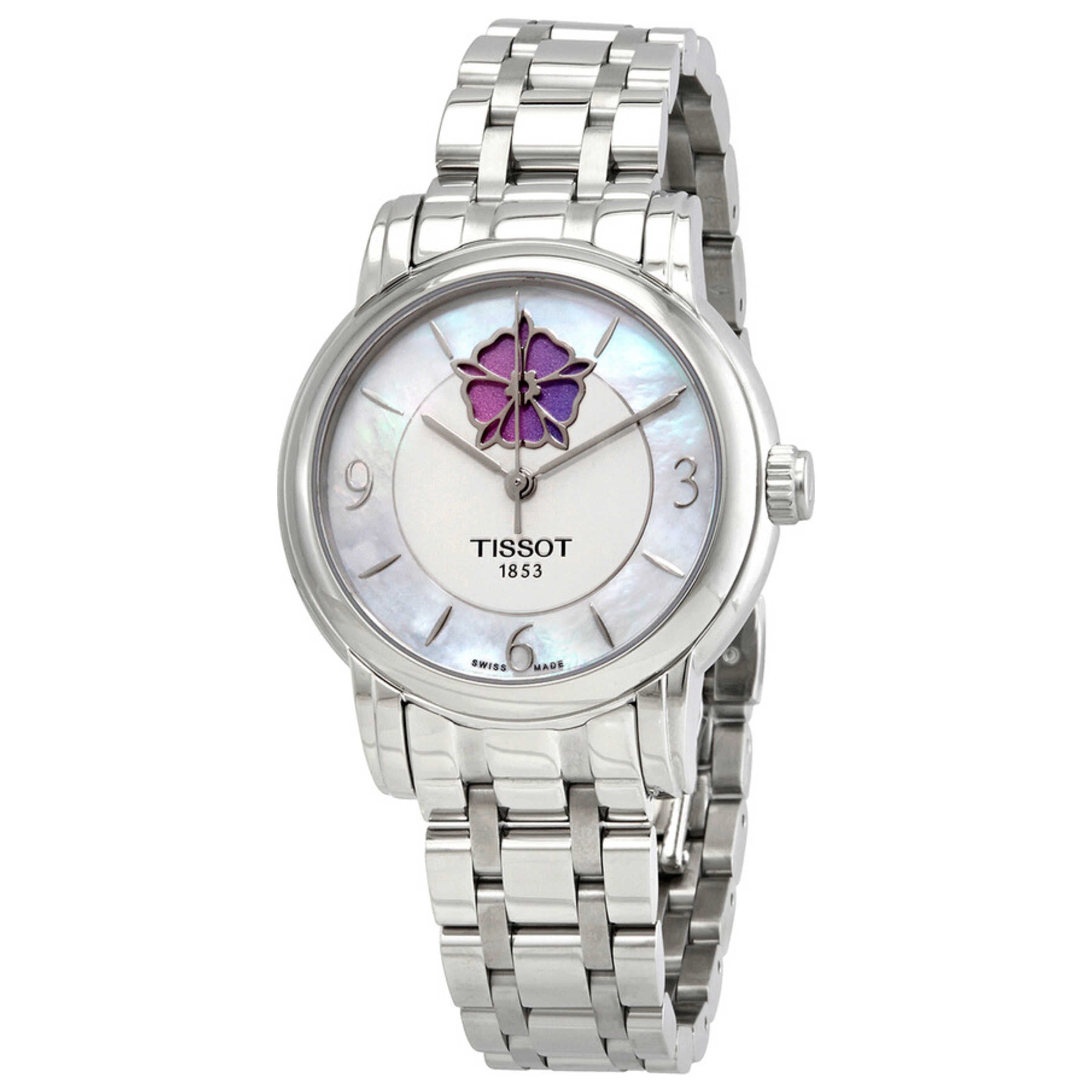 RELOJ TISSOT LADY, AUTOMCÁTICO, ESFERA DE MADRE PERLA BLANCA,BRAZALETE DE ACERO, 35 MM