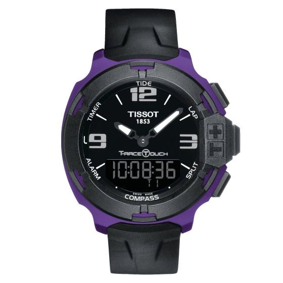 RELOJ TISSOT T-RACE TOUCH, CUARZO, ESFERA NEGRA, FAJA DE CAUCHO NEGRA, MULTI FUNCICÓN, 42 MM