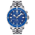 RELOJ TISSOT SEASTAR, CUARZO, ESFERA AZUL, BRAZALETE DE ACERO, CRONCÓGRAFO, 45 MM