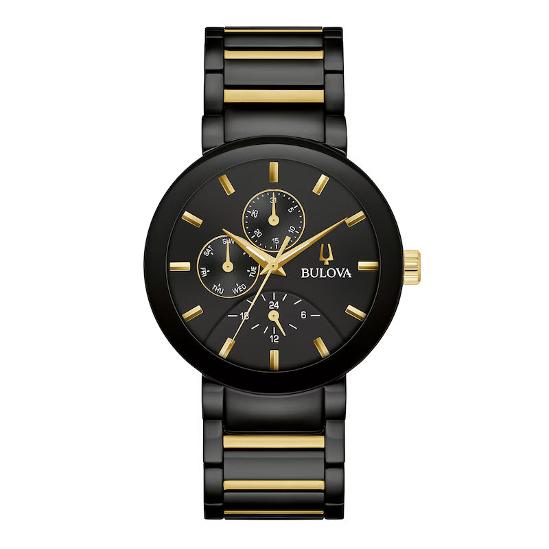 RELOJ BULOVA FUTURO, CUARZO, ESFERA NEGRA, BRAZALETE DE ACERO PVD NEGRO BICOLOR, 40 MM
