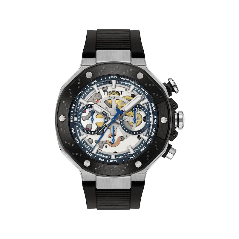 RELOJ TISSOT T-RACE MOTO GP, 2025, CUARZO, ESFERA SKELETON, BRAZALETE DE CAUCHO NEGRO, EDICICÓN LIMITADA, 45 MM