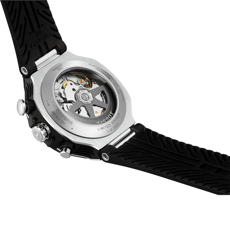 RELOJ TISSOT T-RACE MOTO GP, 2025, CUARZO, ESFERA SKELETON, BRAZALETE DE CAUCHO NEGRO, EDICICÓN LIMITADA, 45 MM