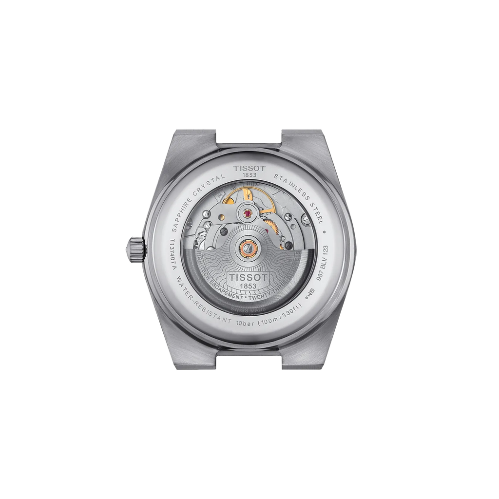 RELOJ TISSOT PRX, AUTOMCÁTICO, ESFERA CELESTE, BRAZALETE DE ACERO, FECHA, 40 MM