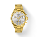 RELOJ TISSOT PR 100, CUARZO, ESFERA GRIS, BRAZALETE DE ACERO PVD, CRONCÓGRAFO, 40 MM