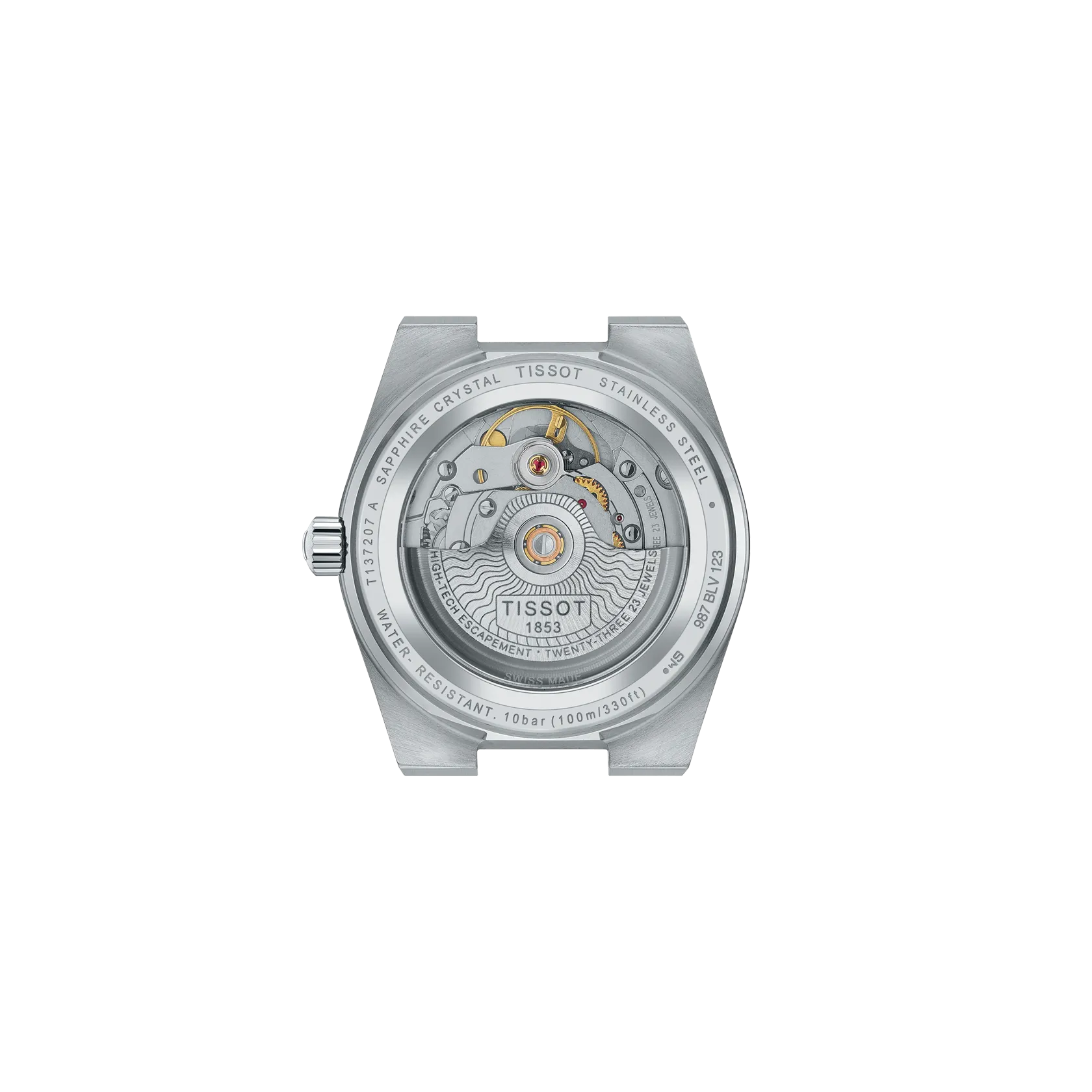 RELOJ TISSOT PRX, AUTOMCÁTICO, ESFERA NEGRA, BRAZALETE DE ACERO, FECHA, 35 MM