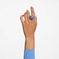 ANILLO SWAROVSKI  CURIOSA TALLA TRIANGULAR, AZUL, BAÑO TONO ORO, TALLA 58