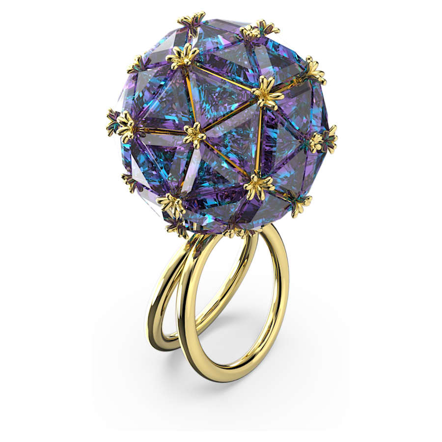 ANILLO SWAROVSKI CURIOSA TALLA TRIANGULAR, AZUL, BAÑO TONO ORO, TALLA 58