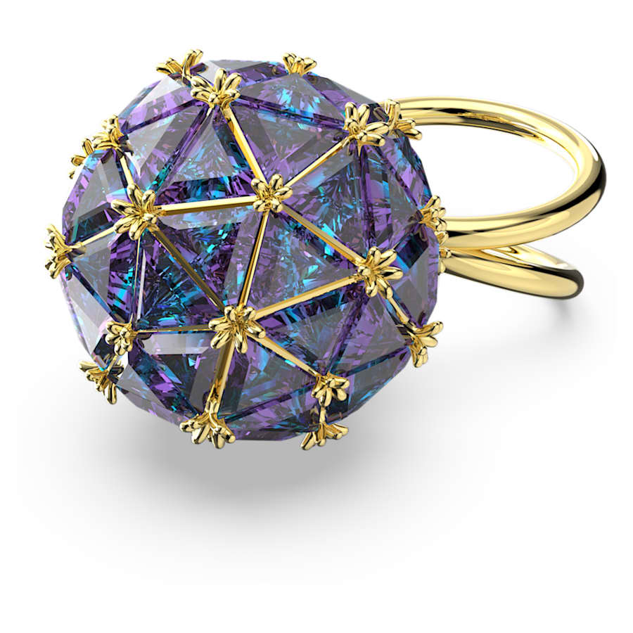ANILLO SWAROVSKI CURIOSA TALLA TRIANGULAR, AZUL, BAÑO TONO ORO, TALLA 58