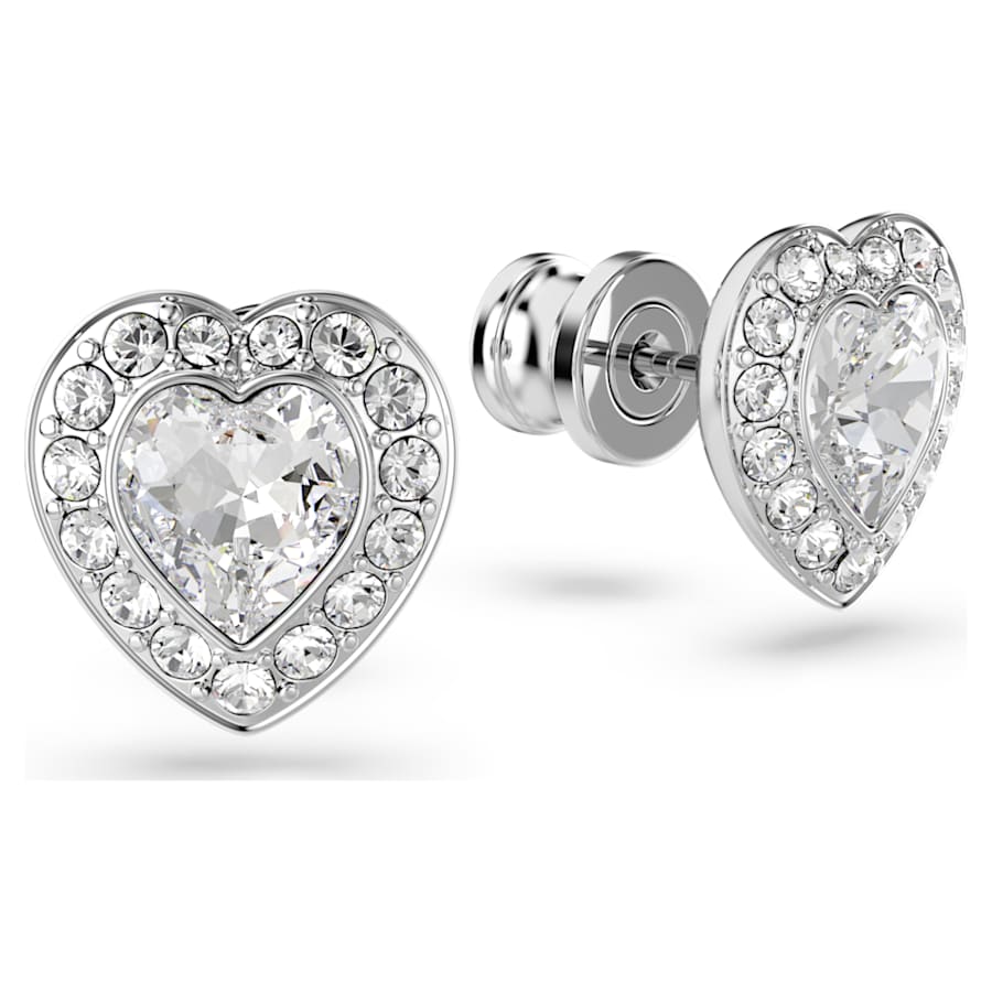 ARETES SWAROVSKI ARIANA GRANDE X SWAROVSKI TALLAS MIXTAS, CORAZCÓN, BLANCO, BAÑO DE RODIO