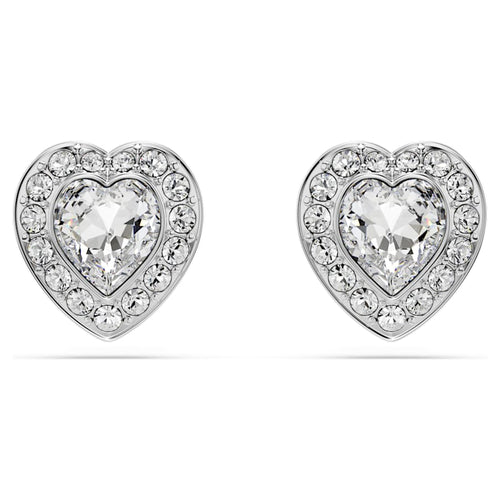 ARETES SWAROVSKI ARIANA GRANDE X SWAROVSKI TALLAS MIXTAS, CORAZCÓN, BLANCO, BAÑO DE RODIO