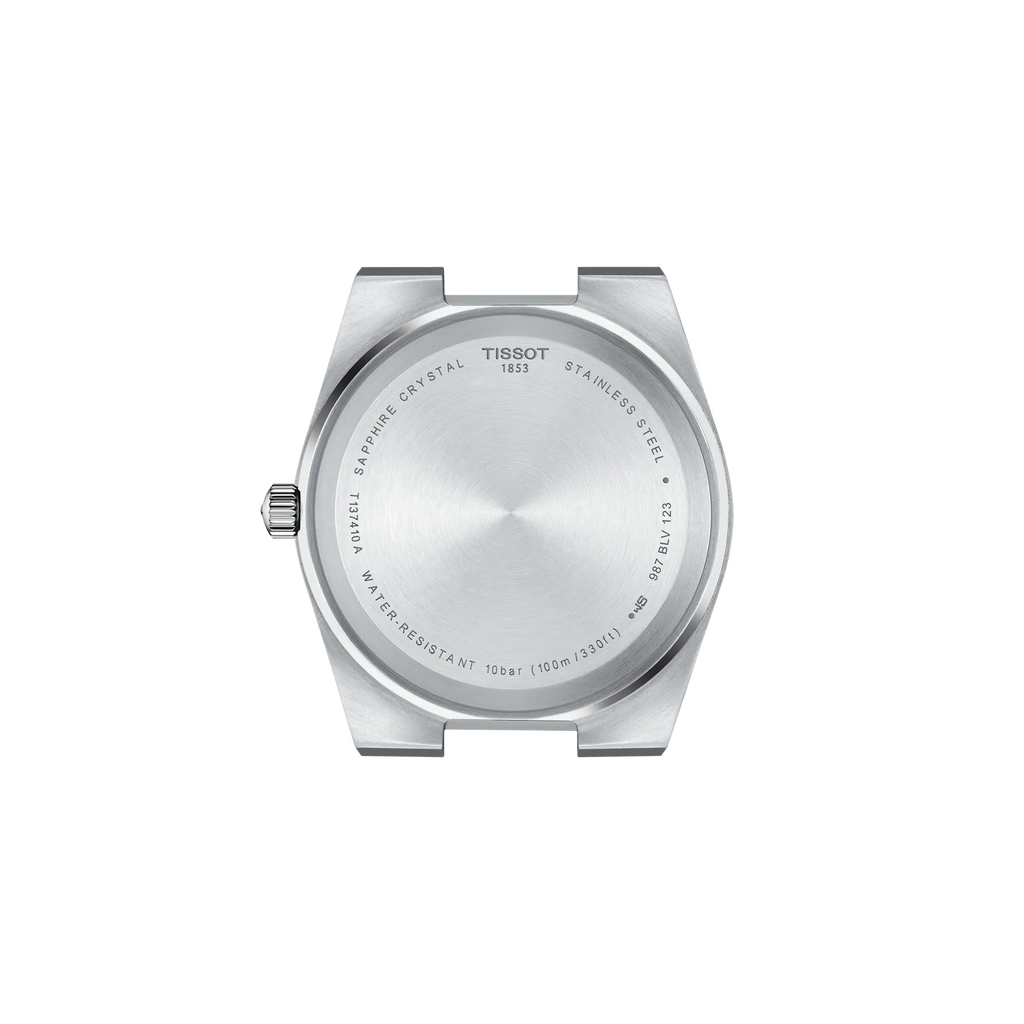 RELOJ TISSOT PRX, CUARZO, ESFERA NEGRA, BRAZALETE DE ACERO, FECHA, 40 MM