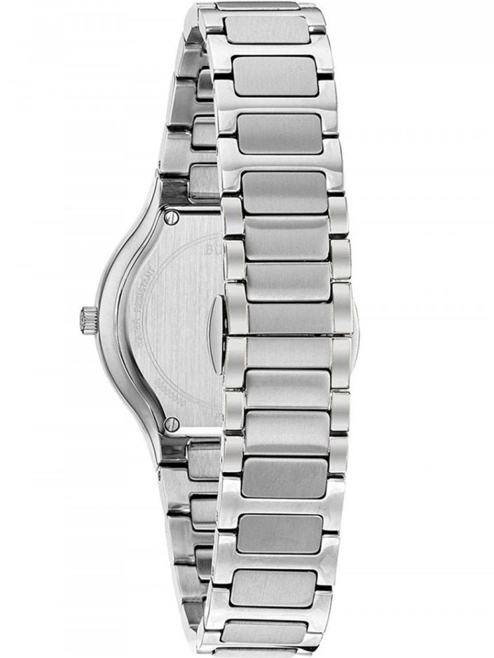 RELOJ BULOVA DIAMOND, CUARZO, ESFERA NEGRO, BRAZALETE DE ACERO, DIAMANTES, 28 MM