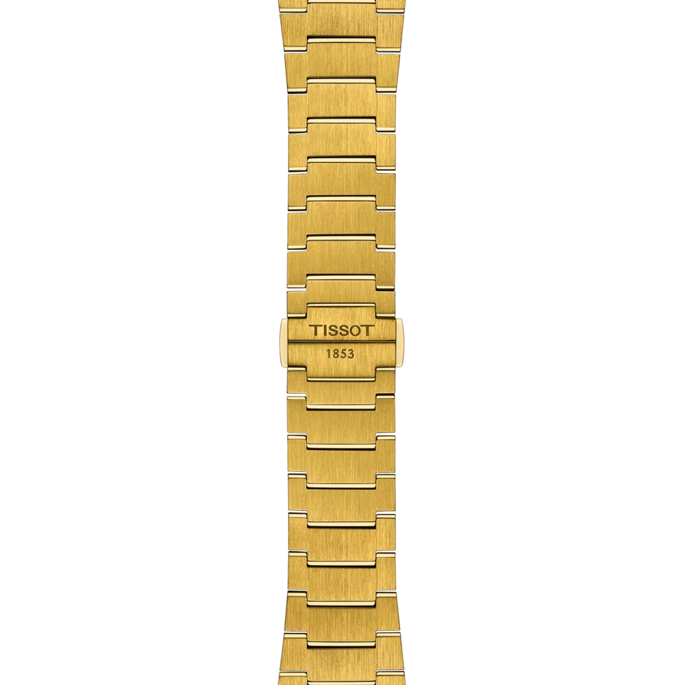 RELOJ TISSOT PRX, DAMIAN LILLARD, AUTOMCÁTICO, ESFERA NEGRA, BRAZALETE PRV TONO ORO, FECHA, 40 MM