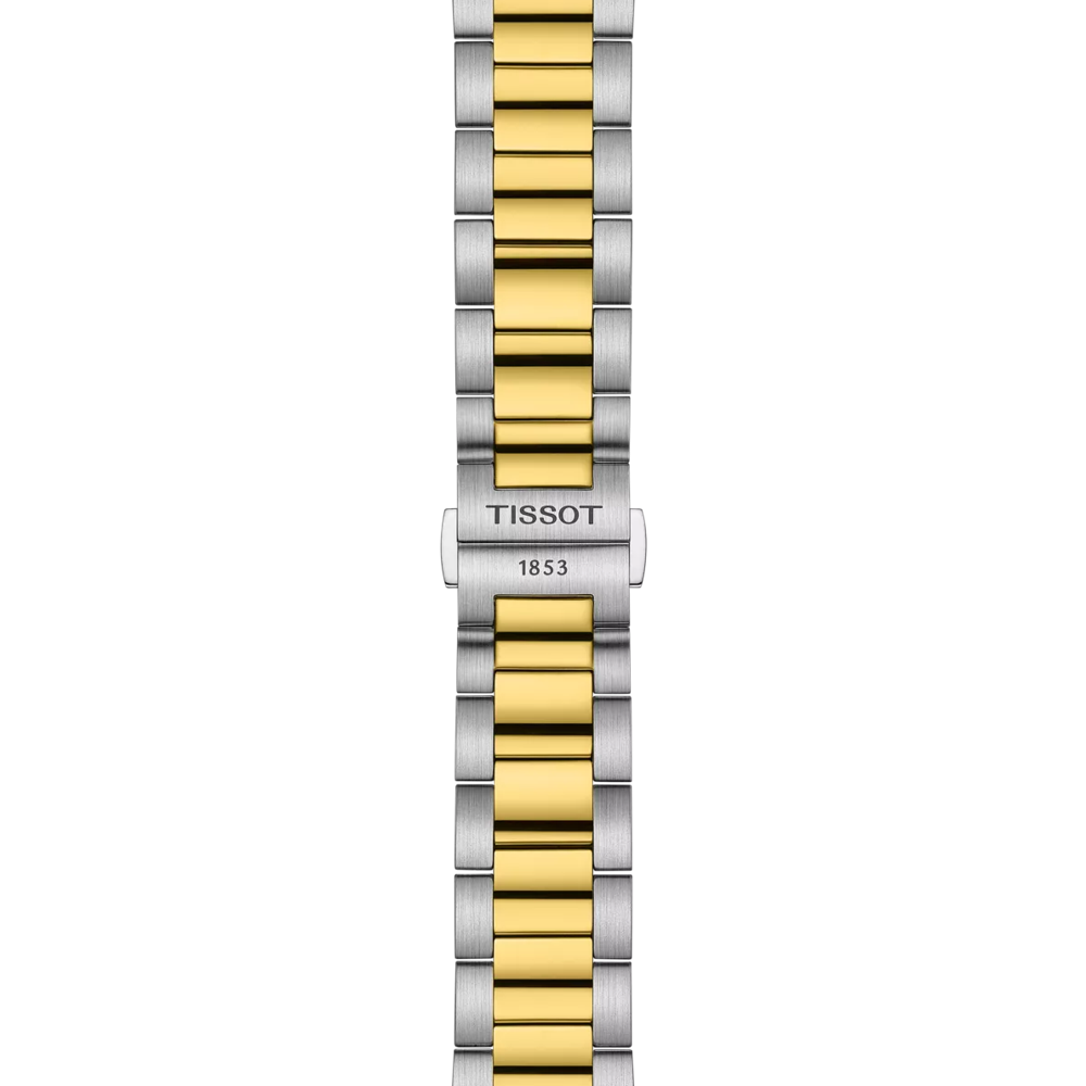 RELOJ TISSOT PR 100, CUARZO, ESFERA GRIS, BRAZALETE DE ACERO PVD, CRONCÓGRAFO, 40 MM