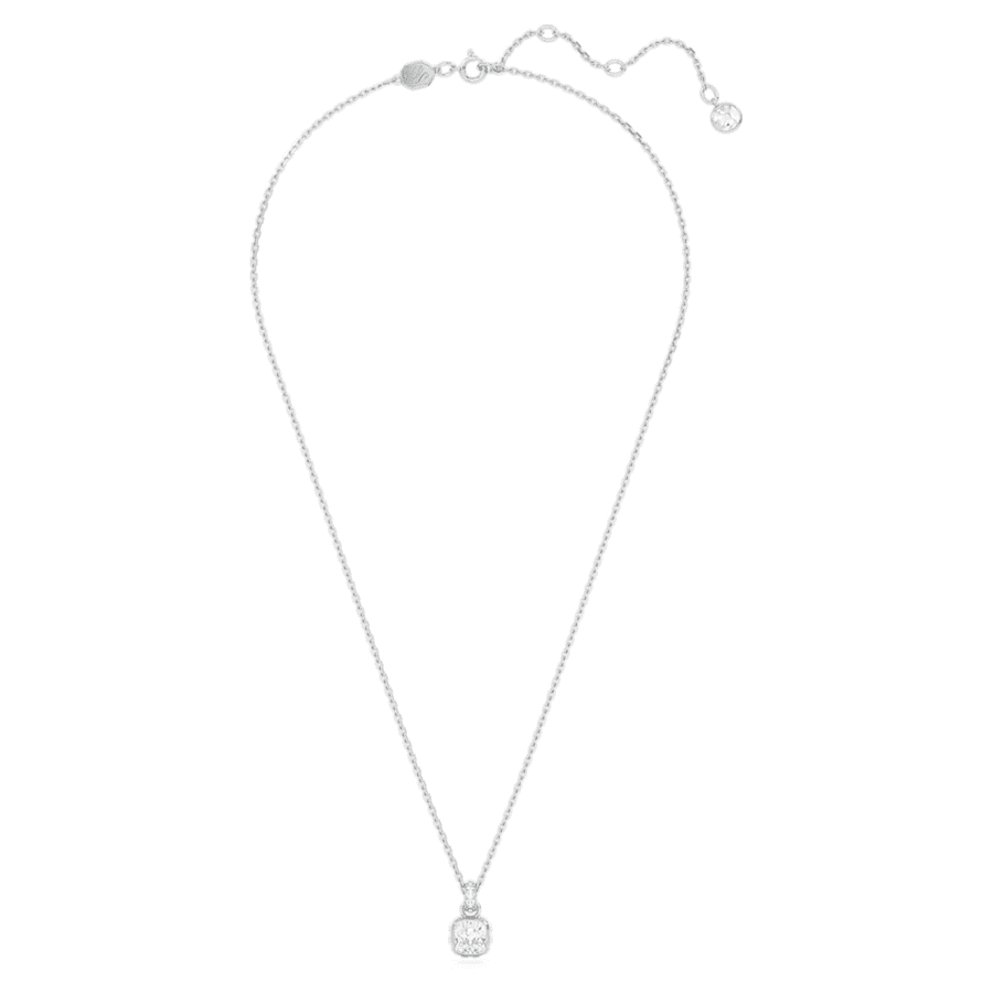 COLLAR SWAROVSKI BIRTHSTONE TALLA CUADRADA, ABRIL, BLANCO, BAÑO DE RODIO