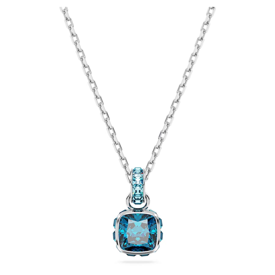 COLLAR SWAROVSKI BIRTHSTONE TALLA CUADRADA, DICIEMBRE, AZUL, BAÑO DE RODIO