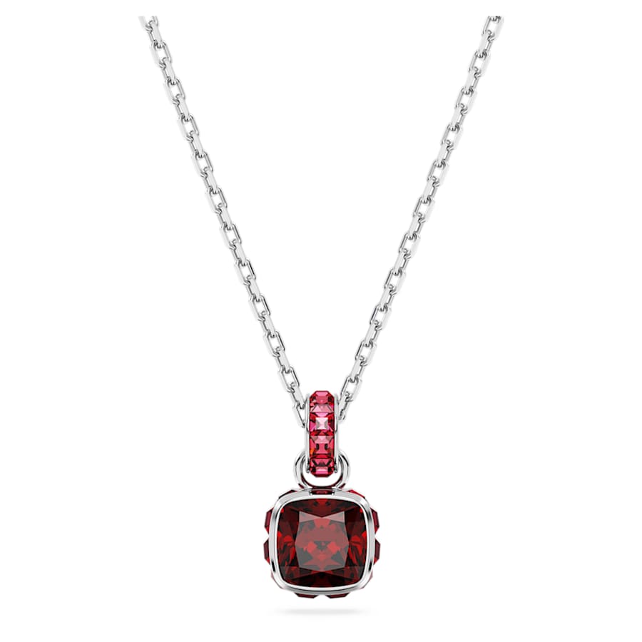 COLLAR SWAROVSKI BIRTHSTONE TALLA CUADRADA, ENERO, ROJO, BAÑO DE RODIO