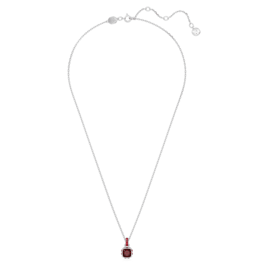 COLLAR SWAROVSKI BIRTHSTONE TALLA CUADRADA, ENERO, ROJO, BAÑO DE RODIO
