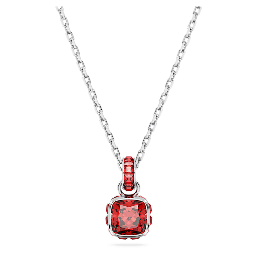 COLLAR SWAROVSKI BIRTHSTONE TALLA CUADRADA, JULIO, ROJO, BAÑO DE RODIO