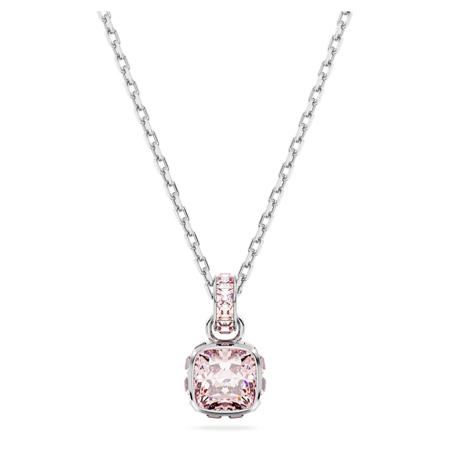 COLLAR SWAROVSKI BIRTHSTONE TALLA CUADRADA, JUNIO, ROSA, BAÑO DE RODIO