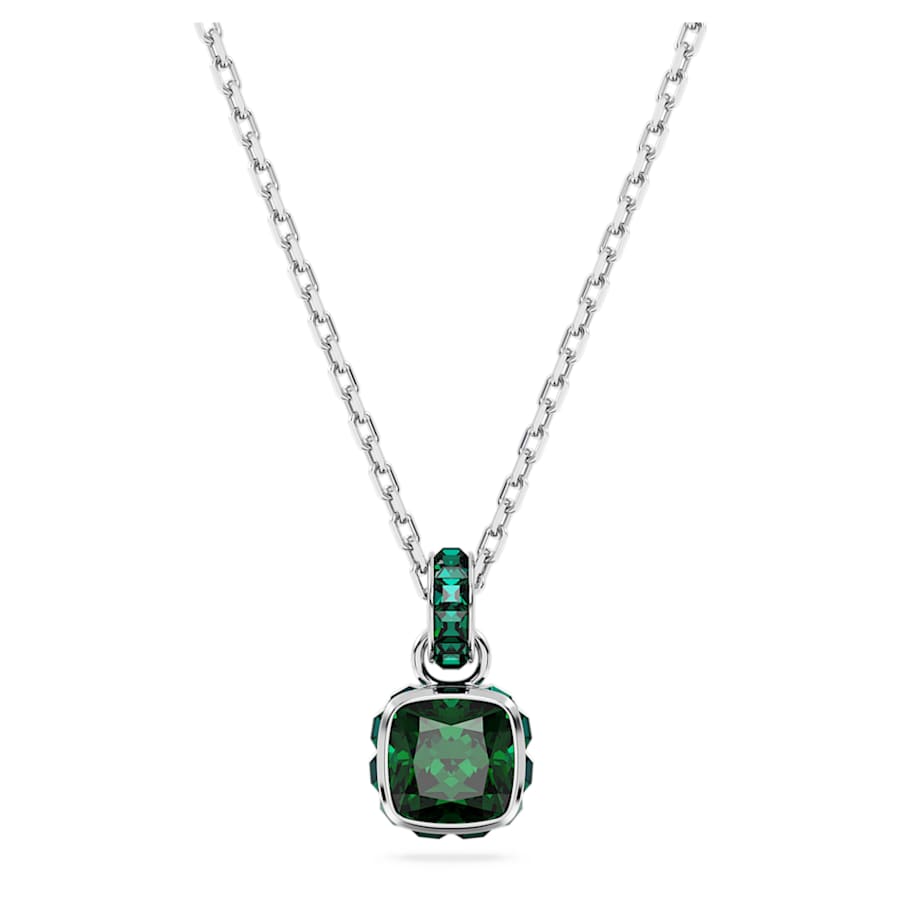 COLLAR SWAROVSKI BIRTHSTONE TALLA CUADRADA, MAYO, VERDE, BAÑO DE RODIO