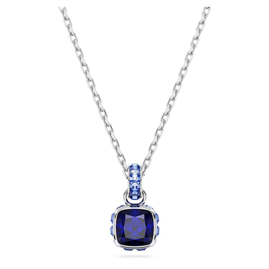 COLLAR SWAROVSKI BIRTHSTONE TALLA CUADRADA, SETIEMBRE, AZUL, BAÑO DE RODIO