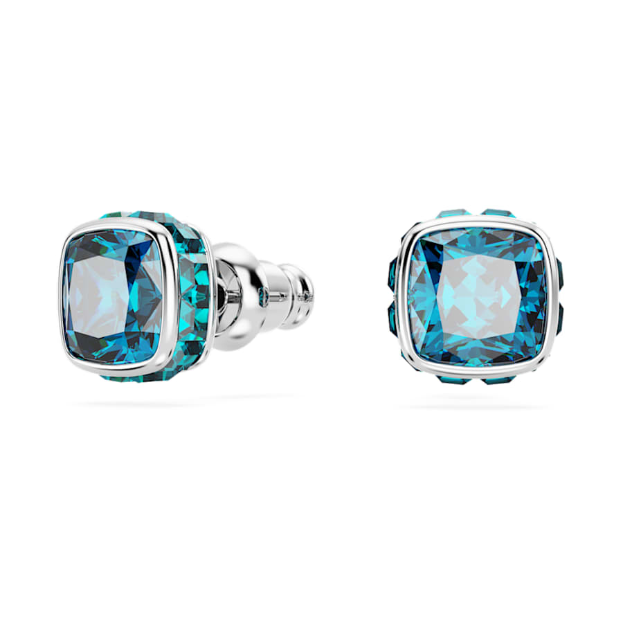 ARETES SWAROVSKI BIRTHSTONE TALLA CUADRADA, DICIEMBRE, AZULES, BAÑO DE RODIO