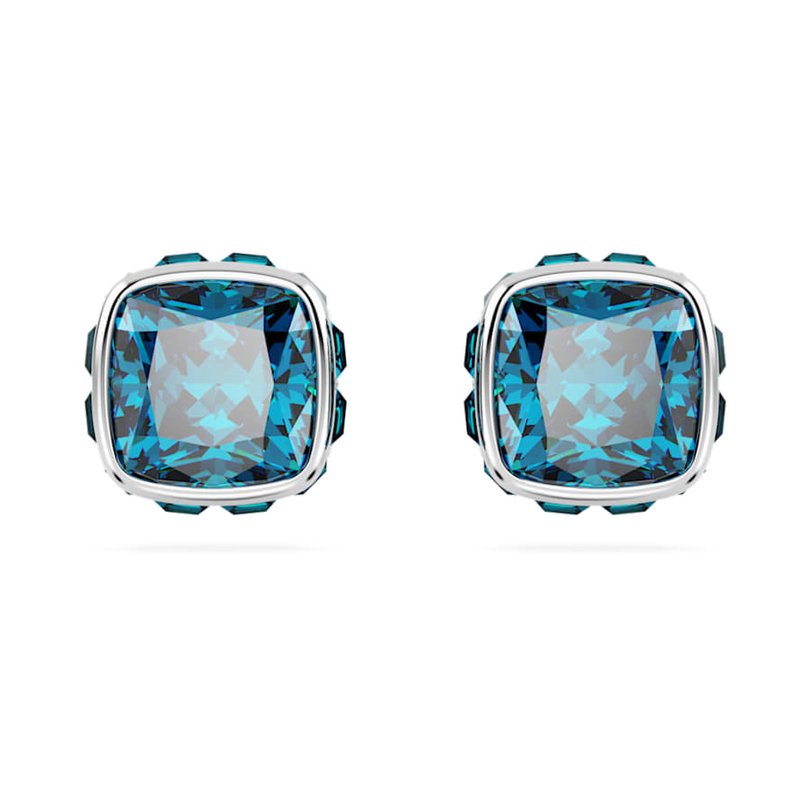 ARETES SWAROVSKI BIRTHSTONE TALLA CUADRADA, DICIEMBRE, AZULES, BAÑO DE RODIO