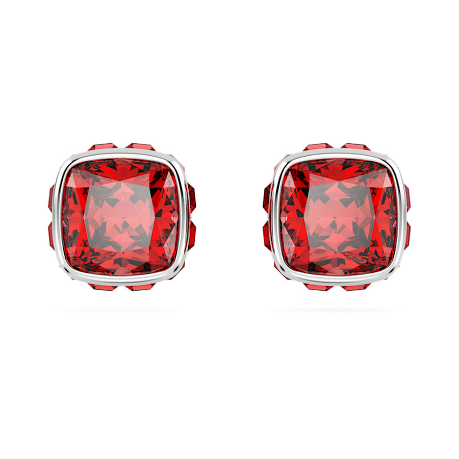 ARETES SWAROVSKI BIRTHSTONE TALLA CUADRADA, JULIO, ROJOS, BAÑO DE RODIO