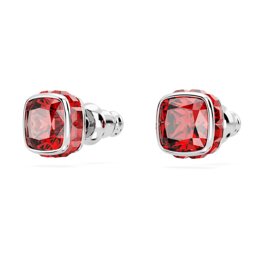 ARETES SWAROVSKI  BIRTHSTONE TALLA CUADRADA, JULIO, ROJOS, BAÑO DE RODIO