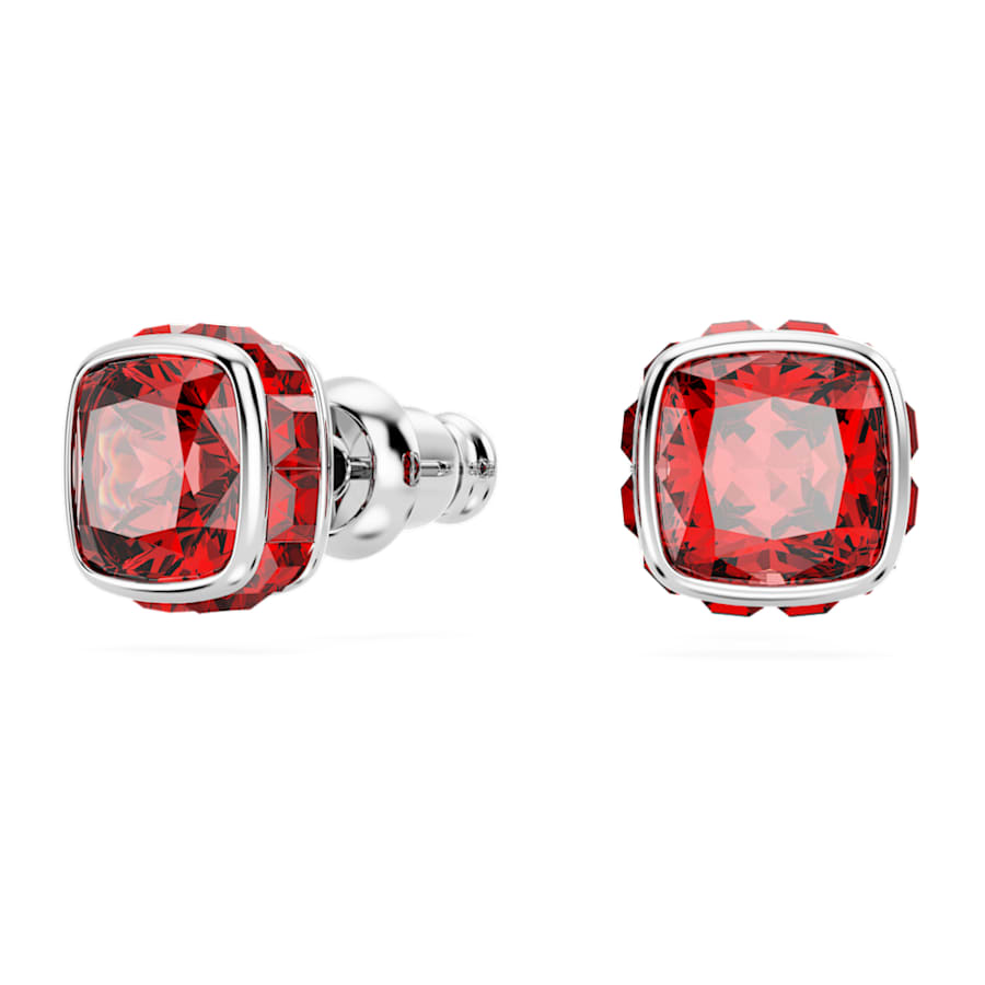 ARETES SWAROVSKI BIRTHSTONE TALLA CUADRADA, JULIO, ROJOS, BAÑO DE RODIO