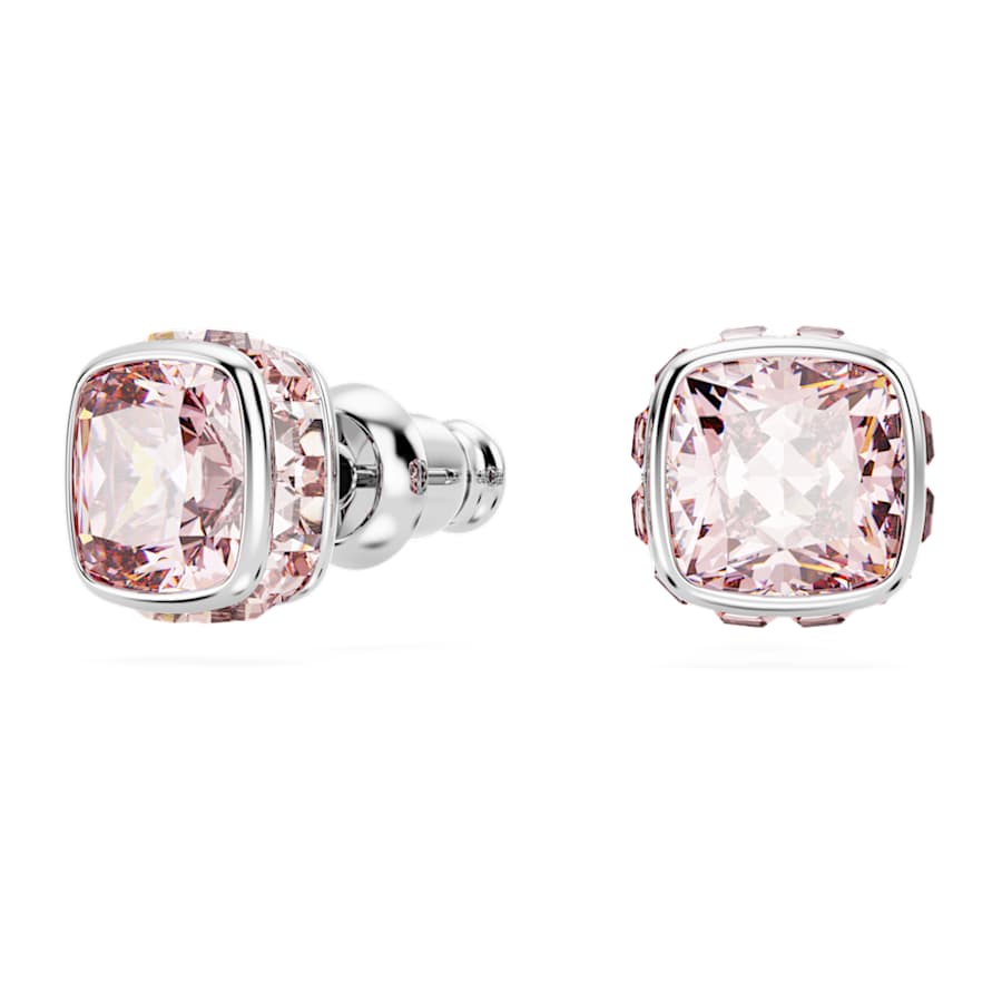 ARETES SWAROVSKI BIRTHSTONE TALLA CUADRADA, JUNIO, ROSAS, BAÑO DE RODIO