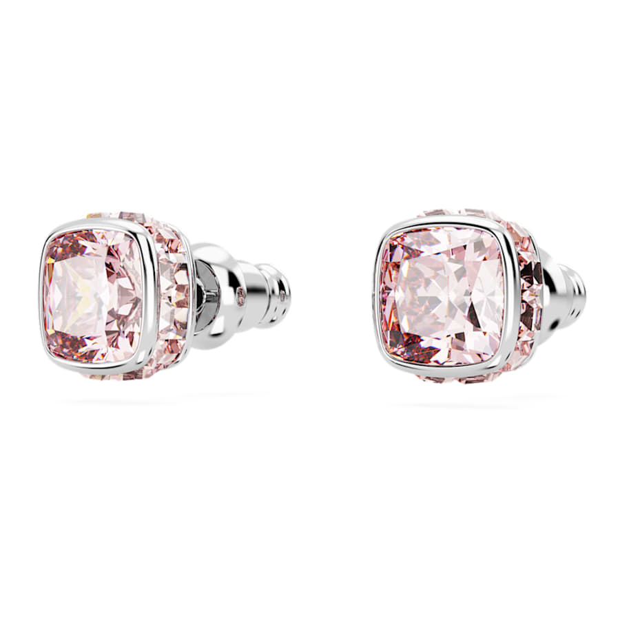 ARETES SWAROVSKI BIRTHSTONE TALLA CUADRADA, JUNIO, ROSAS, BAÑO DE RODIO