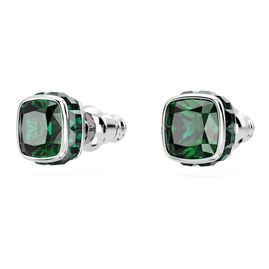 ARETES SWAROVSKI  BIRTHSTONE TALLA CUADRADA, MAYO, VERDE, BAÑO DE RODIO