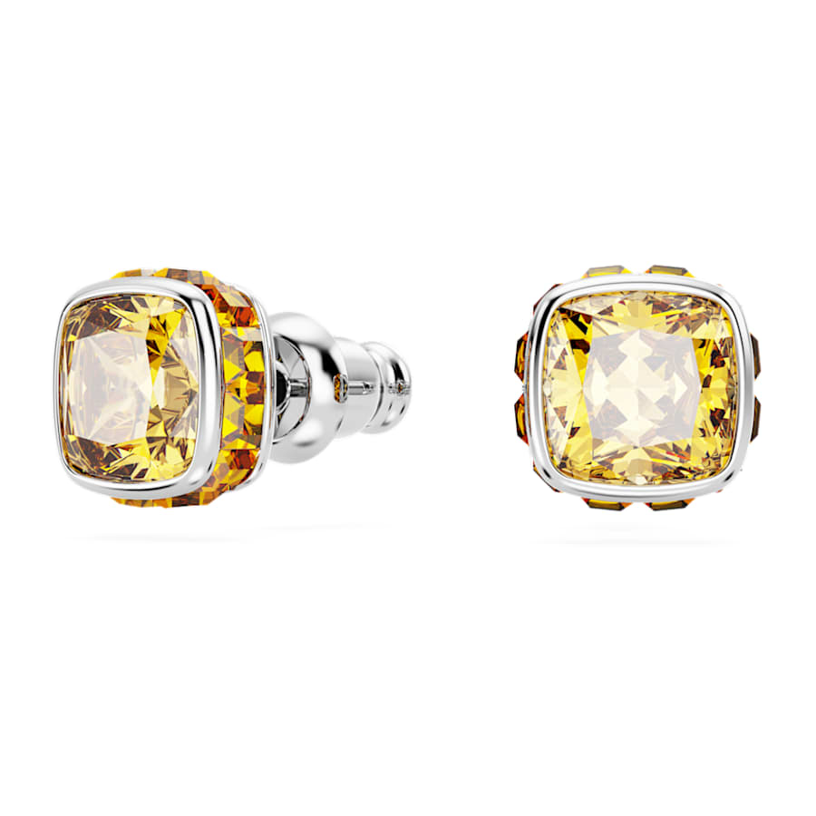 ARETES SWAROVSKI BIRTHSTONE TALLA CUADRADA, NOVIEMBRE, AMARILLO, BAÑO DE RODIO