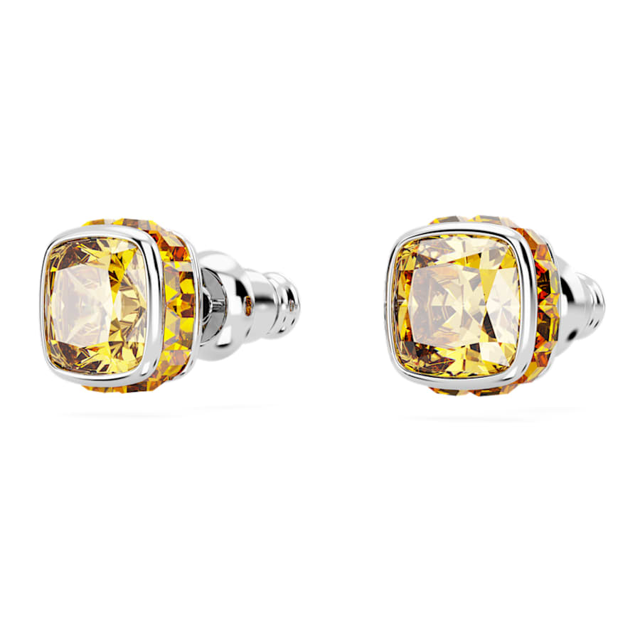 ARETES SWAROVSKI BIRTHSTONE TALLA CUADRADA, NOVIEMBRE, AMARILLO, BAÑO DE RODIO