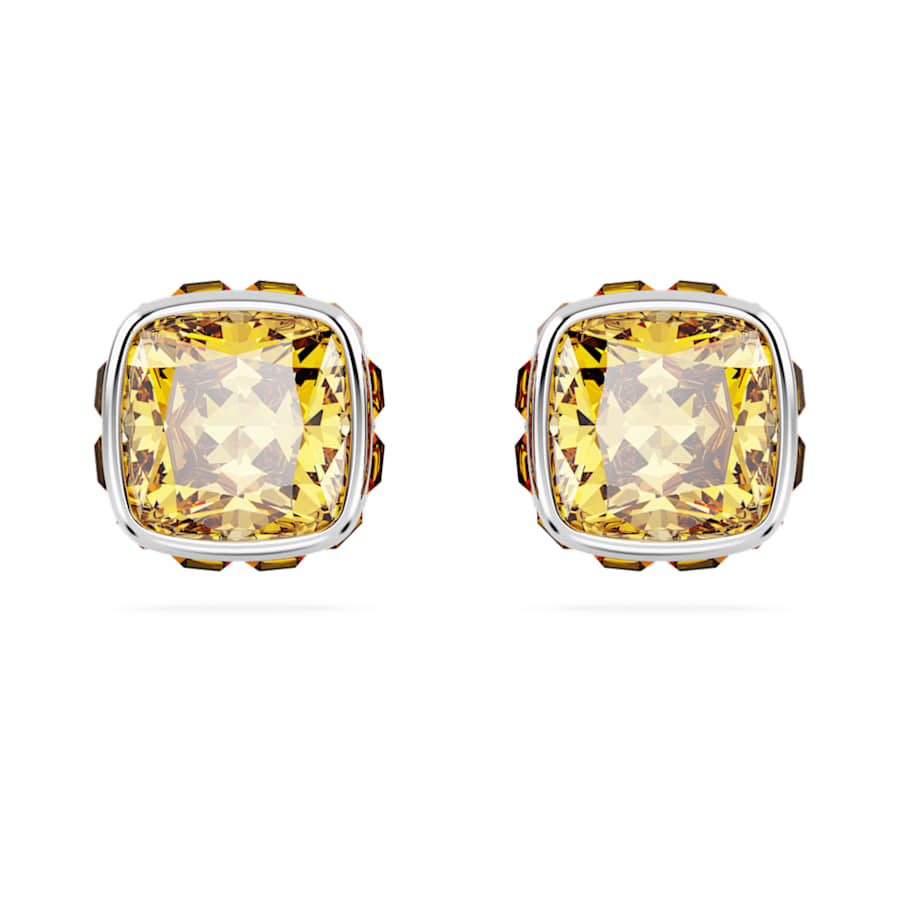 ARETES SWAROVSKI BIRTHSTONE TALLA CUADRADA, NOVIEMBRE, AMARILLO, BAÑO DE RODIO