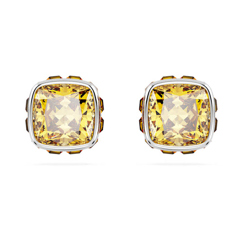 ARETES SWAROVSKI BIRTHSTONE TALLA CUADRADA, NOVIEMBRE, AMARILLO, BAÑO DE RODIO