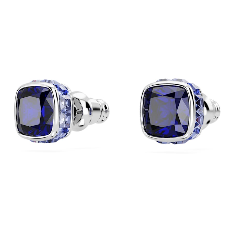 ARETES SWAROVSKI BIRTHSTONE TALLA CUADRADA, SETIEMBRE, AZULES, BAÑO DE RODIO