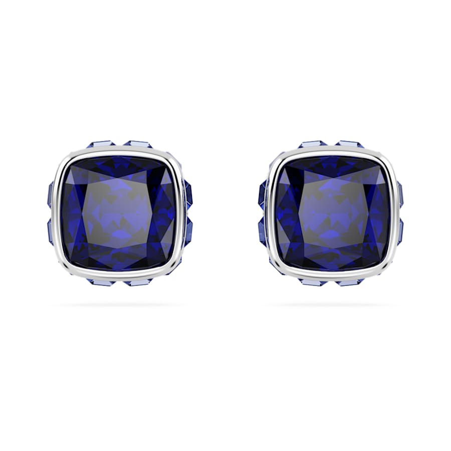 ARETES SWAROVSKI BIRTHSTONE TALLA CUADRADA, SETIEMBRE, AZULES, BAÑO DE RODIO